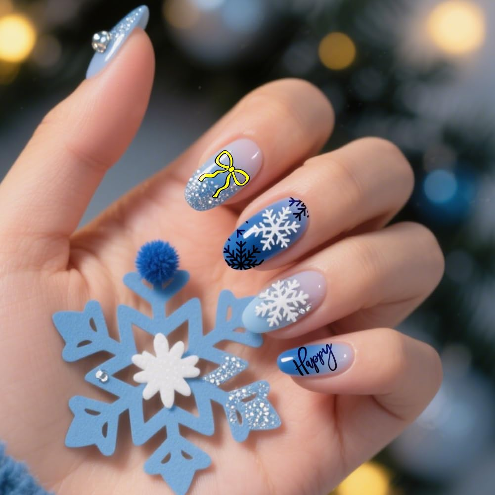 PH Pandahall Pack of 3 Cheer Nail Stamping Plate Bow Cake Gift Fireworks Snowflake Nail Art Templates Beautiful Stencils Stainless Steel Picture Plates for Birthday Christmas Holiday Winter image number 4