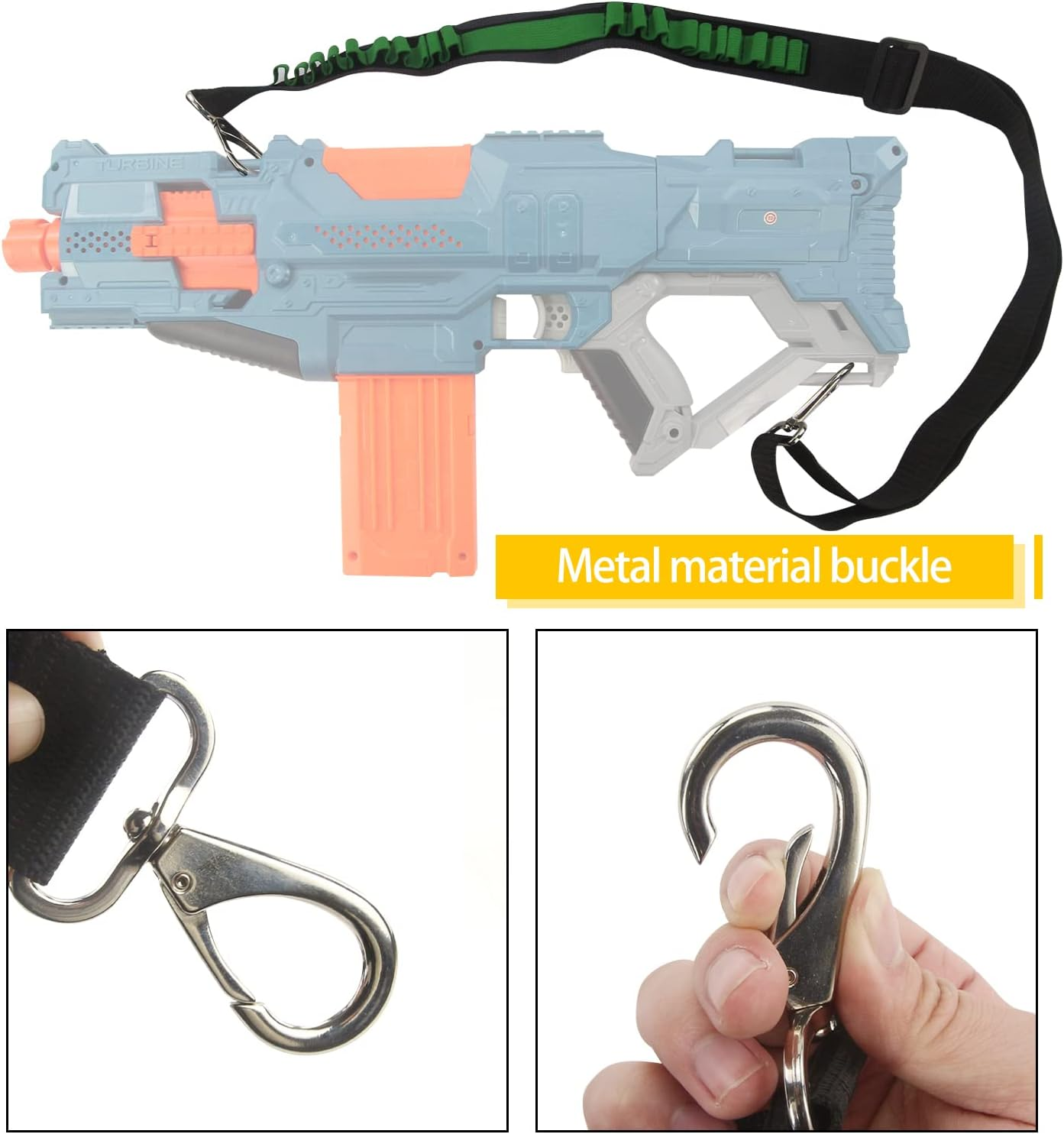 EKIND Toy Gun Bullet Shoulder Strap Darts Bandolier Kit Ammo Storage Holder Compatible for Nerf Elite Blasters (2 Point Tactical Shoulder Strap - Green) image number 4