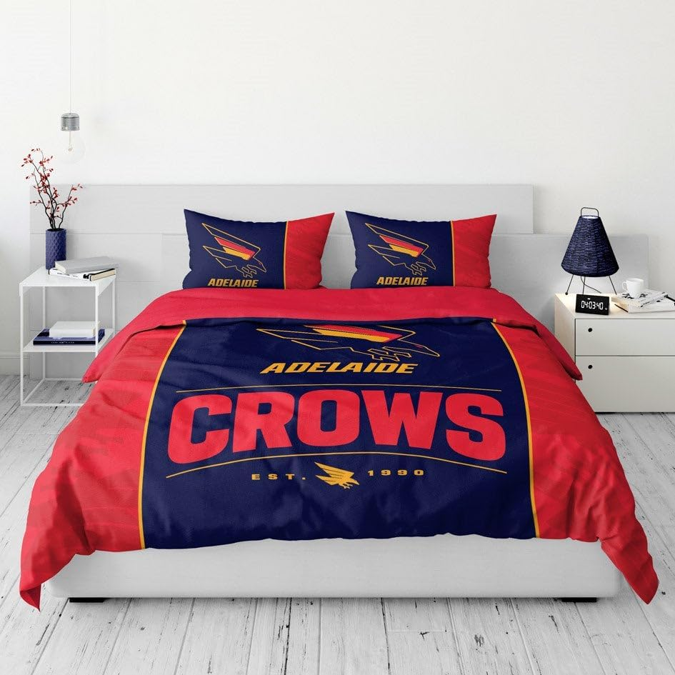 Size Queen AFL Adelaide Crows Quilt Doona Duvet Cover Pillowcase Set