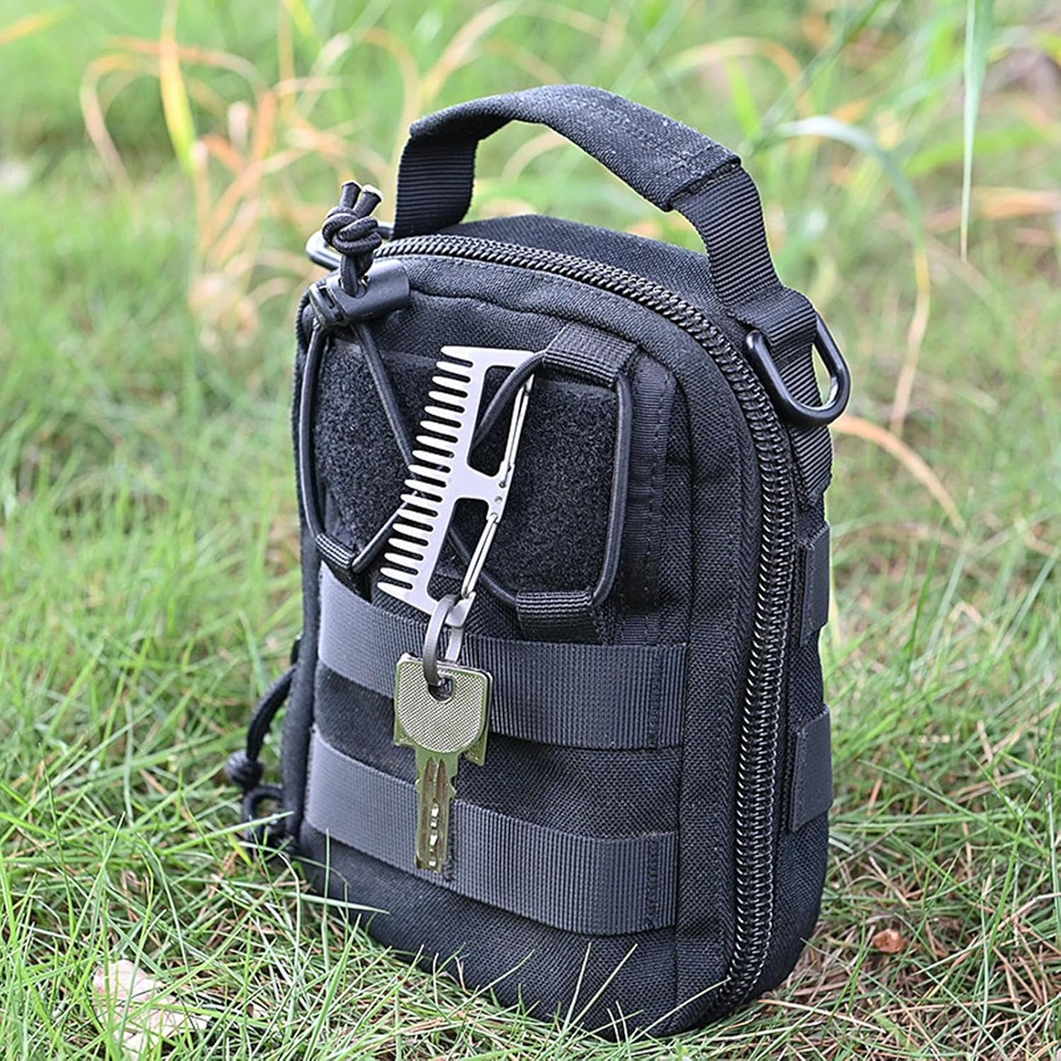 Pocket Titanium Hair Comb, Keychain Comb Tool, Anti-Static Outdoor Comb, Titanium Hair Combs, Compact Grooming Tool, Multi Functional Carabiner, Outdoor Sports Combs, Hiking Comb Tool, Carabiner Hair image number 6