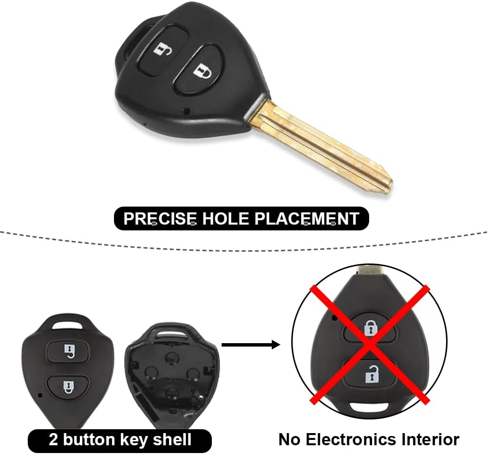 2 Button Remote Key Fob Shell Case Replacement Cover Make for Toyota Hiace Hilux Rav4 Corolla Yaris image number 2