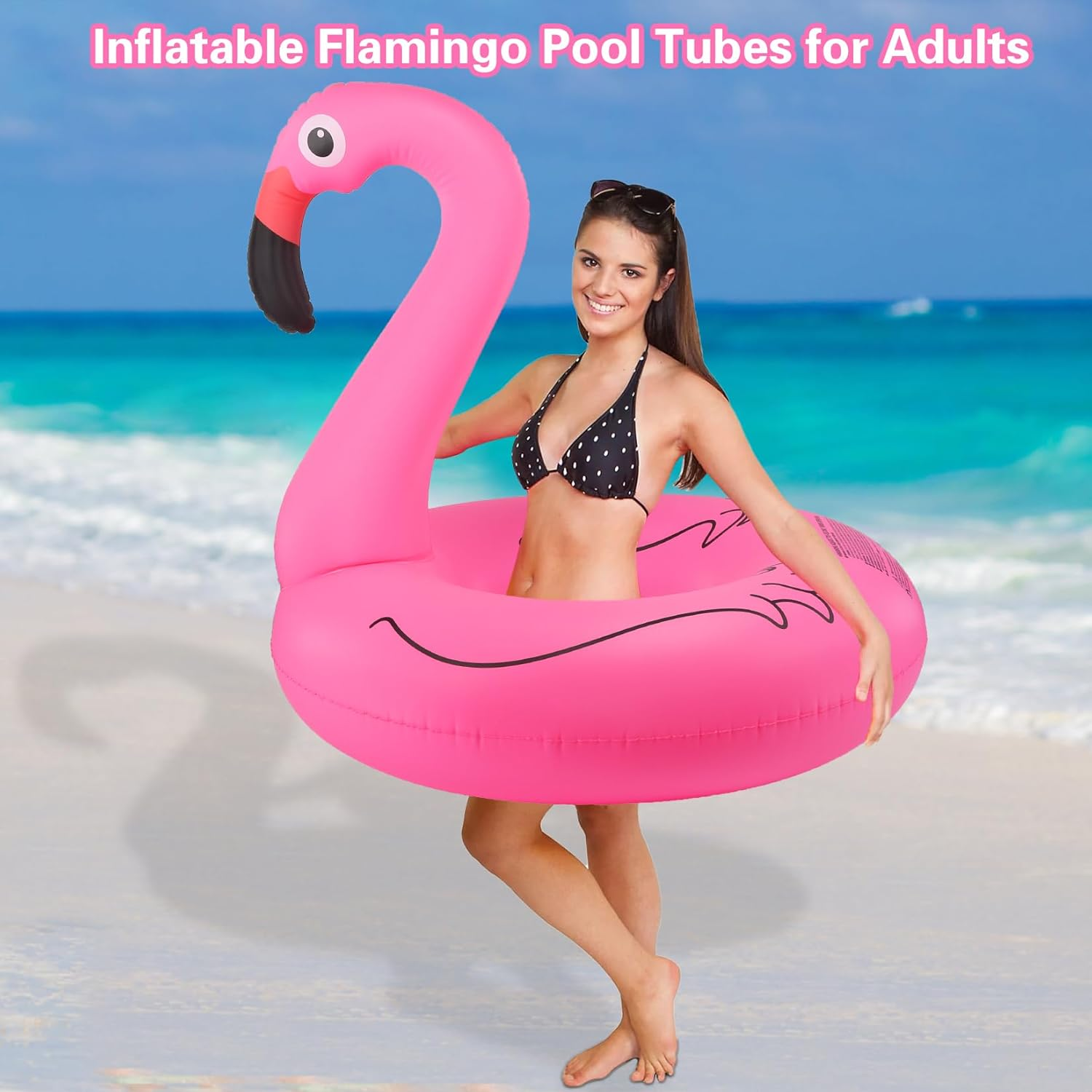 Inflatable Pool Floats, Pool Tubes Swim Ring Pink Pool Float, 42'' Large Pool Float, Pool Inner Tube Beach Floats for Adults, Blow up Floaties Water Floaties Pool Raft Lounger Lake - White image number 7