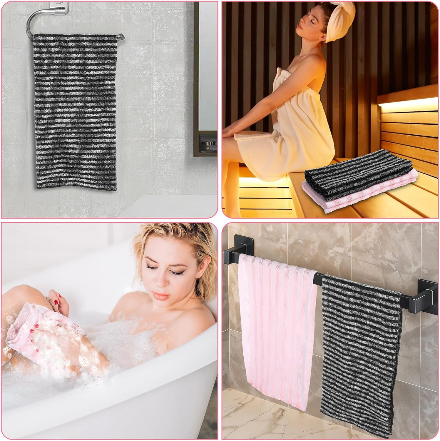 KFHENSOMR Exfoliating Washcloth Towel, 2Pcs Washcloths for Showering Body and Back, Soft Rough Exfoliating Back Scrubber, Body Exfoliator Loofah Sponge for Men Women image number 1