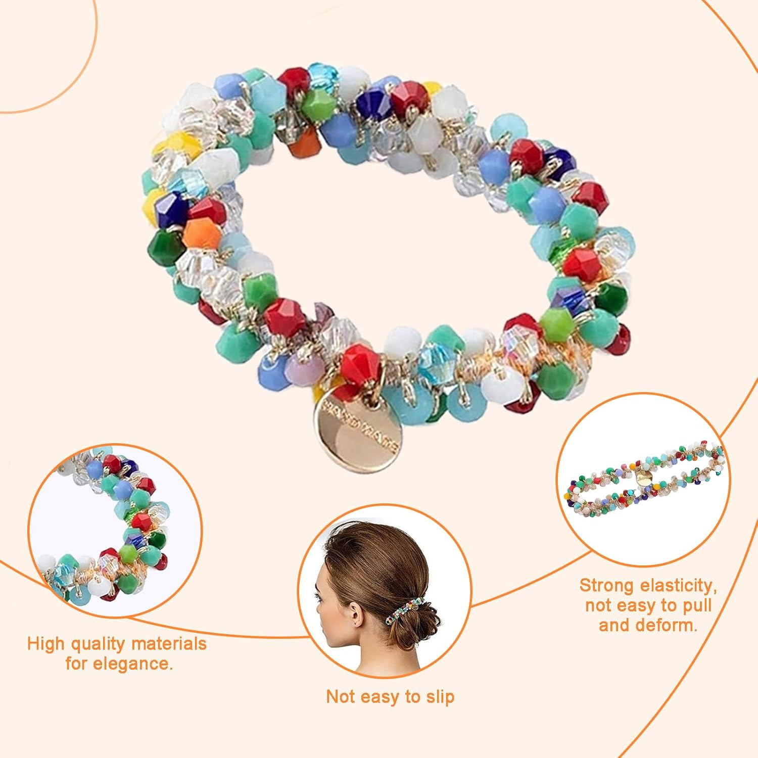 Zvorgath 4-Pack Pearl Hair Ties - Crystal Hair Scrunchies, Elegant Hair Accessories for Women, Fashionable Hair Bands for Daily Use or Special Events image number 2