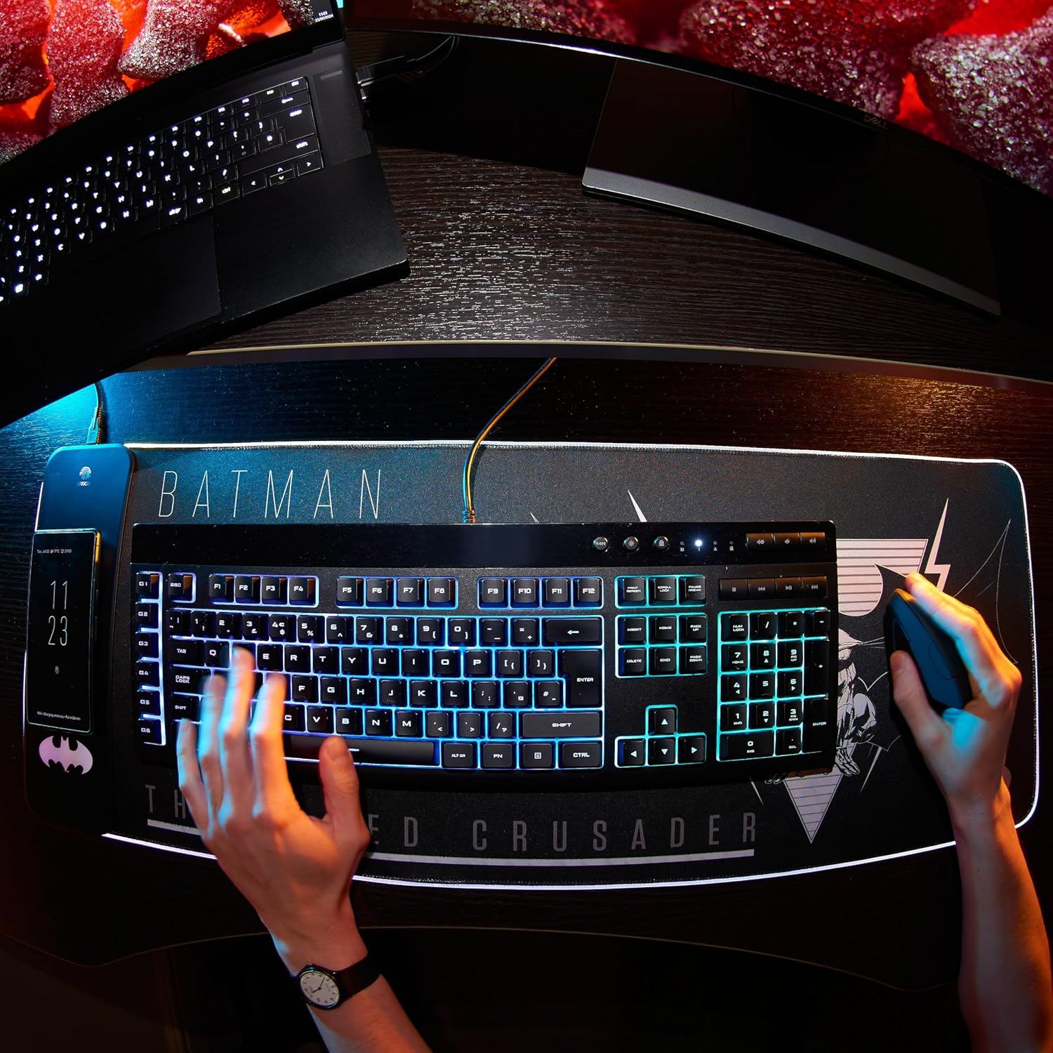 DC Comics Batman XL RGB Gaming Mat with 15W Wireless Charger | Customizable LED, Anti-Slip, Spill-Resistant - Batman image number 5