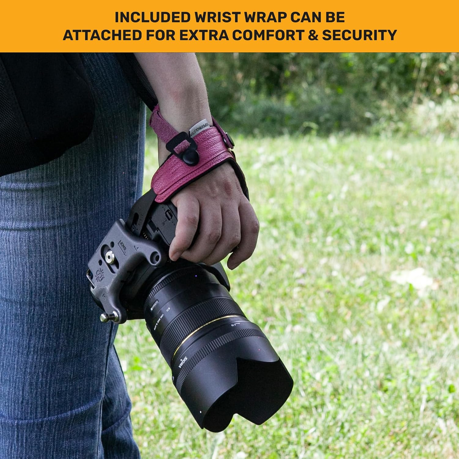 SPIDER HOLSTER &ndash; Spiderpro Camera Hand Strap V2 with Snap Assembly and Optional Wrist Strap &ndash; DSLR and Mirrorless Compatible, Black + Blue Trim, 0 image number 2