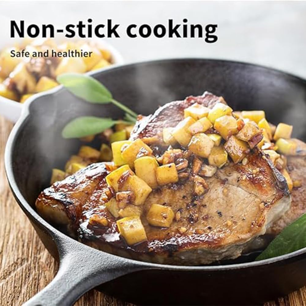 MTSDM Cast Iron Skillet Set, Non Stick Frying Pans Sets, Pan Cookware Set, Kitchen Dinner Set Utensil Pans, BBQ Induction Cookware Frypan, Steak Skillet, with Scald-Proof Gloves and Oil Brush image number 5