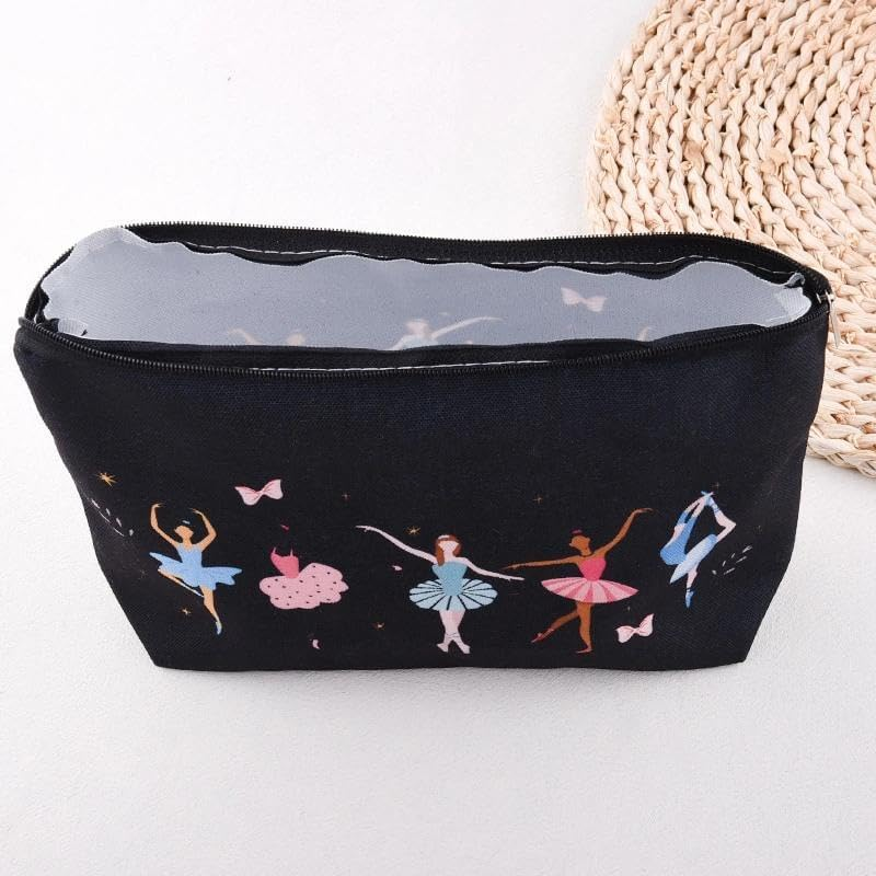 Ballerina Makeup Bags for Women Girls Ballet Recital Gifts for Daughter Granddaughter Travel Cosmetic Toiletry Pouch Organizer Dancing Lover Presents for Besties Sister - White image number 2