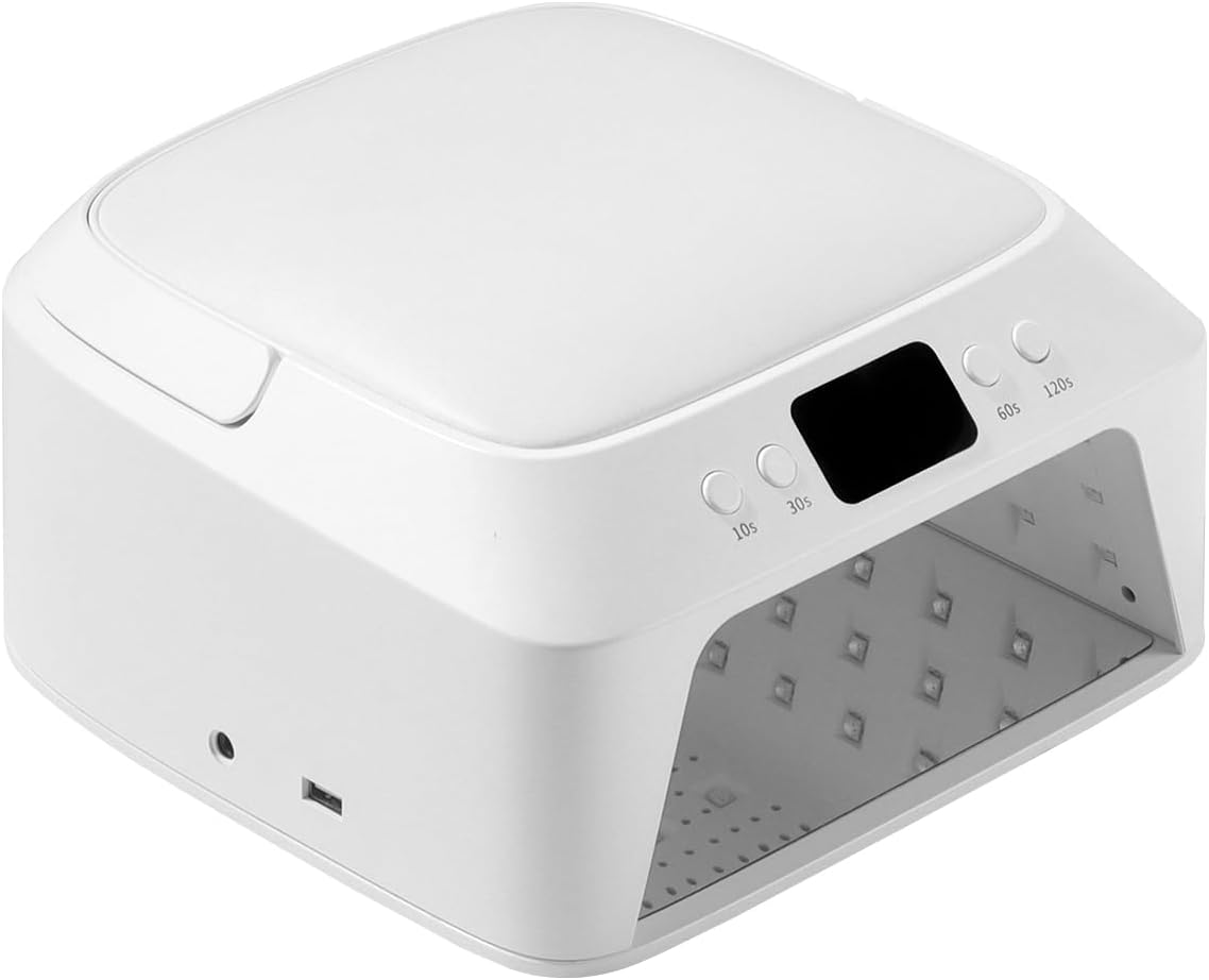 MUSILAN Nail Arm Rest Nail Lamp for Gel Nail Polish, UV/LED Nail Light Fast Dryer for Polygel Sculpting Gel Curing with PU Leather Arm Rest Portable Handle 4 Timers Automatic Sensor Double Led Display image number 1