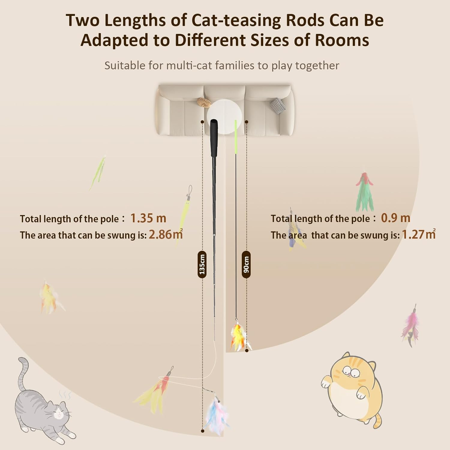 14Pcs Feather Teaser Cat Toy Set，Geeric Interactive Cat Teaser Toys Kit & Kitten Choker Bell Retractable Cats Wand Funny Sticks Multi Replacement Teaser Toy for Chase, Exercise, Boredom Relief Indoor image number 6