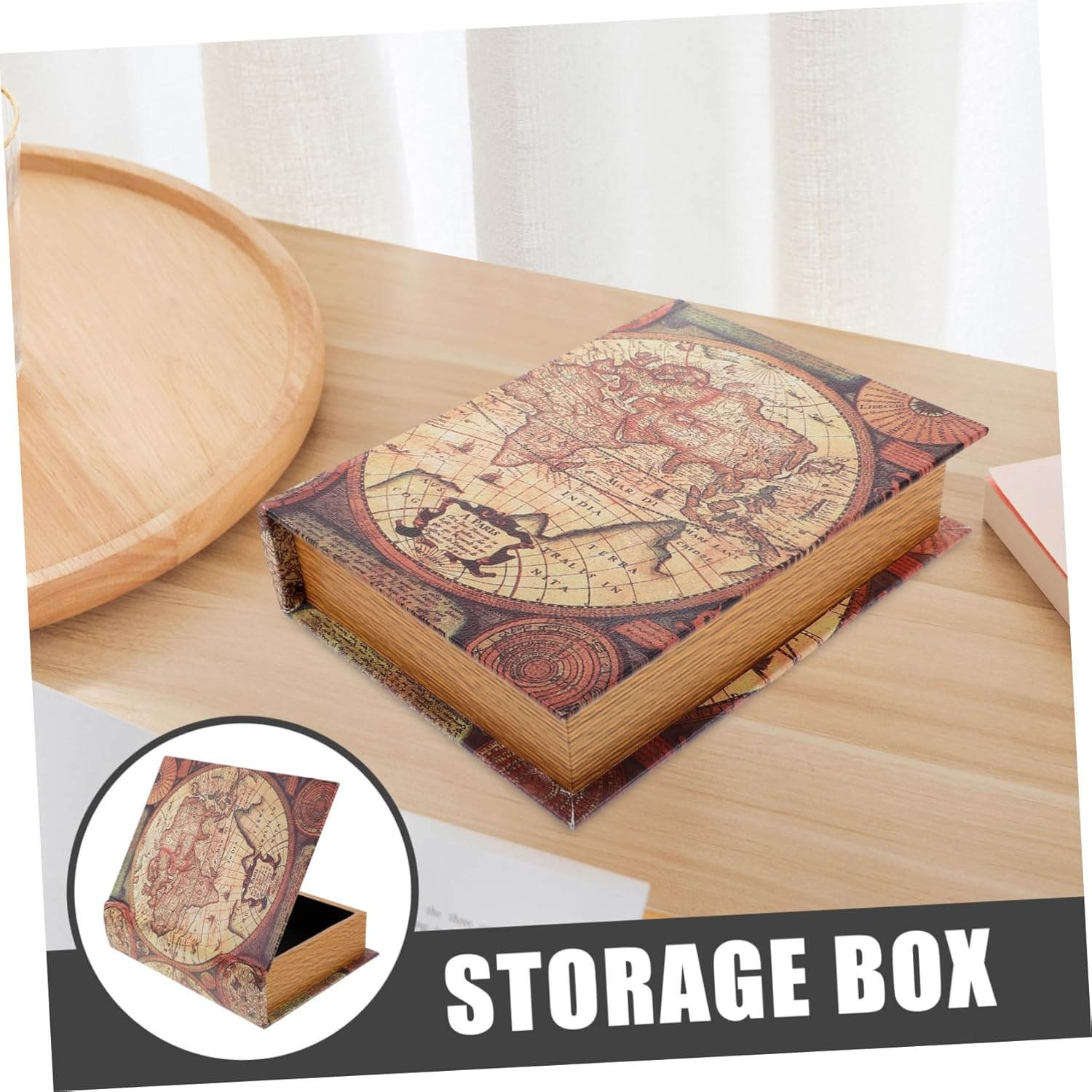 Sosoport Retro Fake Book Box Vintage Book Shaped Storage Box for Home Decor for Displaying Storing Small Items image number 3