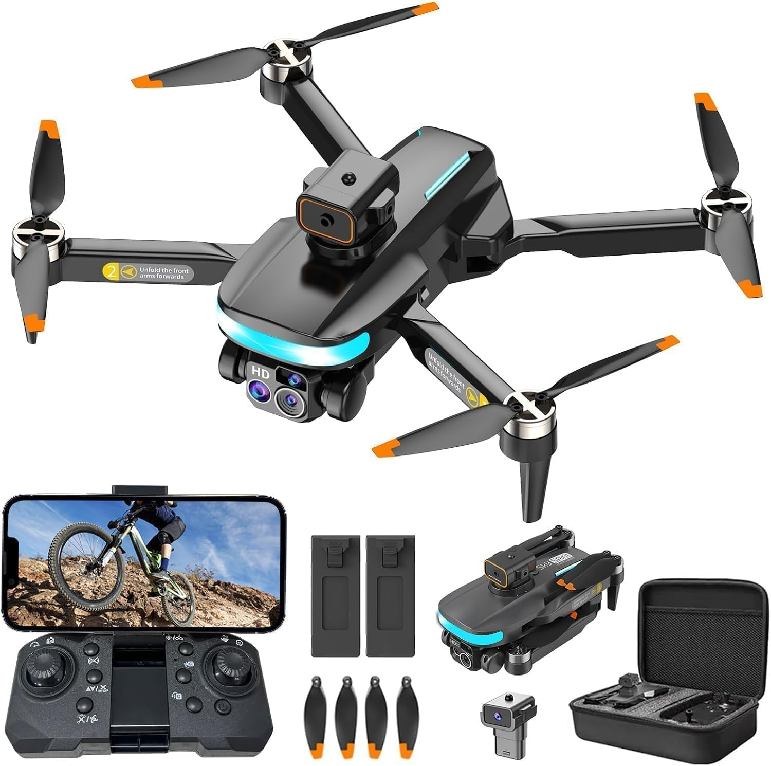 B-Qtech Mini Drone with 4K Camera, RC Foldable Wifi Drone, 2 Batteries, 360&deg; Obstacle Avoidance, Easy to Fly Kids Gifts Toys for Boys and Girls