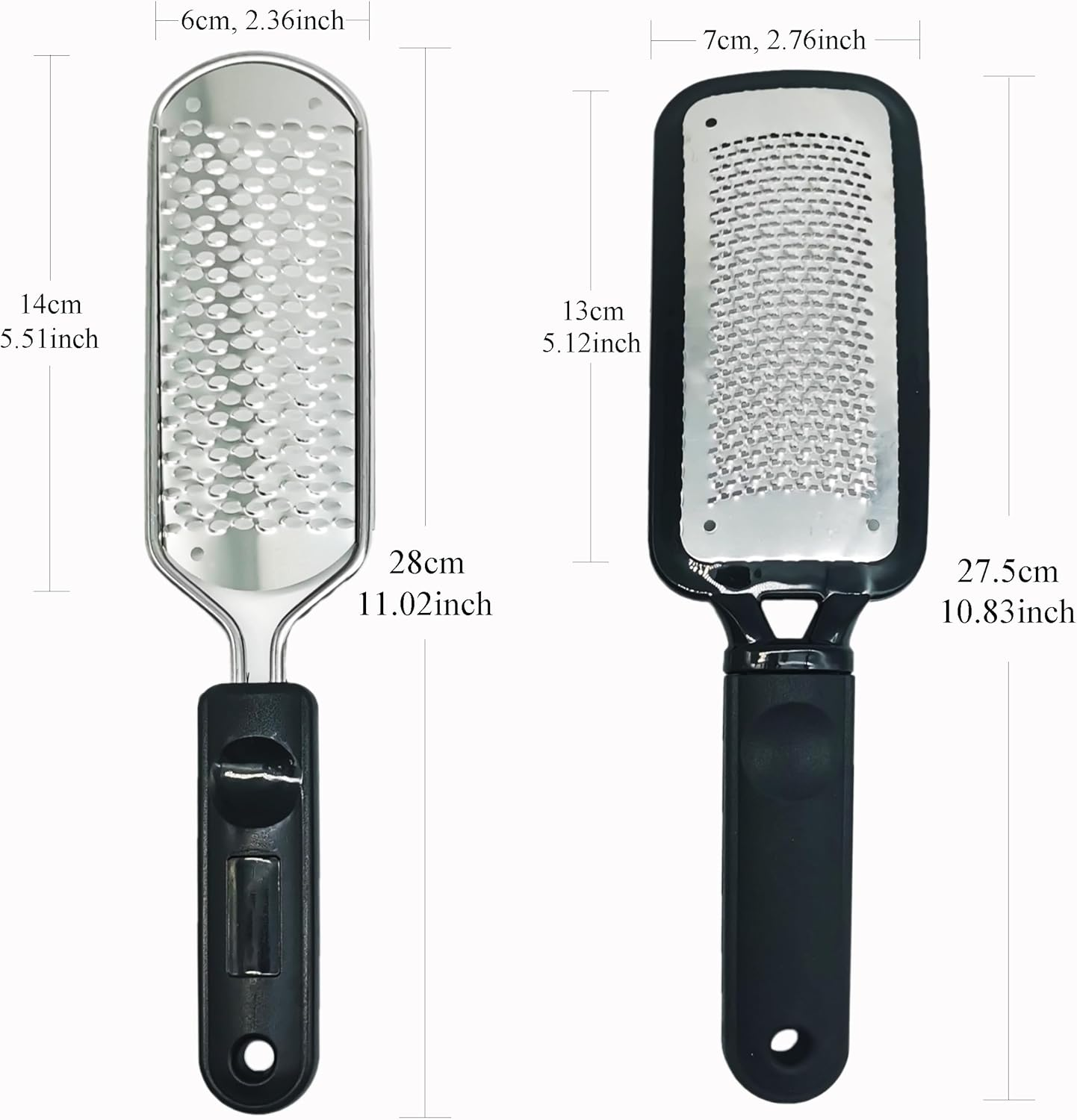 YUESUO 2Pcs Foot File for Dead Skin, Foot Callus Remover and Scrubber Heel Scraper, Washable and Reusable Pedicure Tools for Wet and Dry Feet (Stainless Steel) image number 1