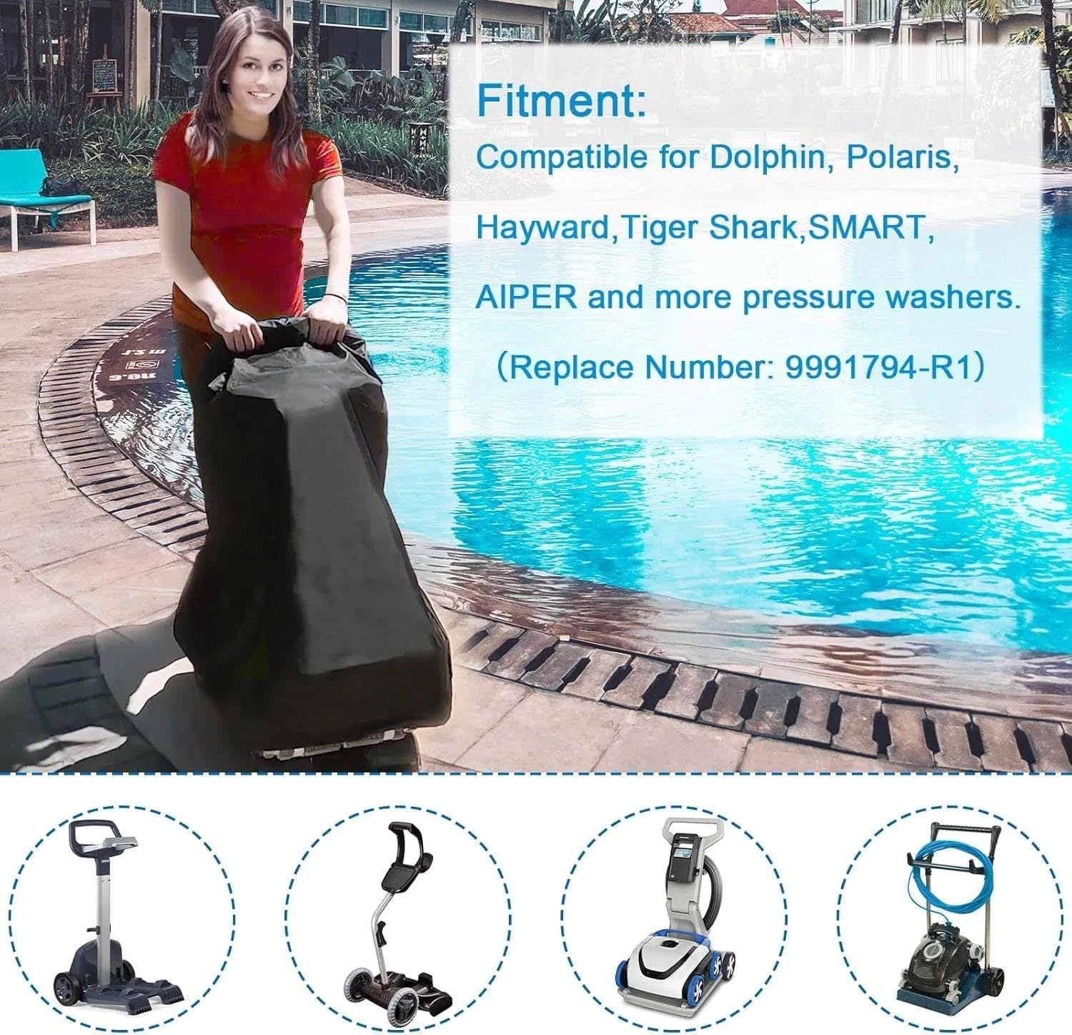 Pool Cleaner Cover, Universal Fit Waterproof Storage Bag, Compatible with Popular Models, High-Intensity Fabric, Suitable for Pool Equipment, Dolphin, Polaris, Hayward, Smart, AIPER &ndash; CRFY image number 2
