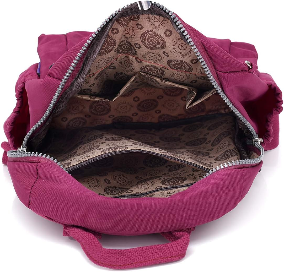 Tianhengyi Mini Women Nylon Backpack Purse Casual Lightweight Strong Small Packback Daypack for Girls Cycling Hiking Camping Travel Outdoor Disneyland (Maroon, Mini)