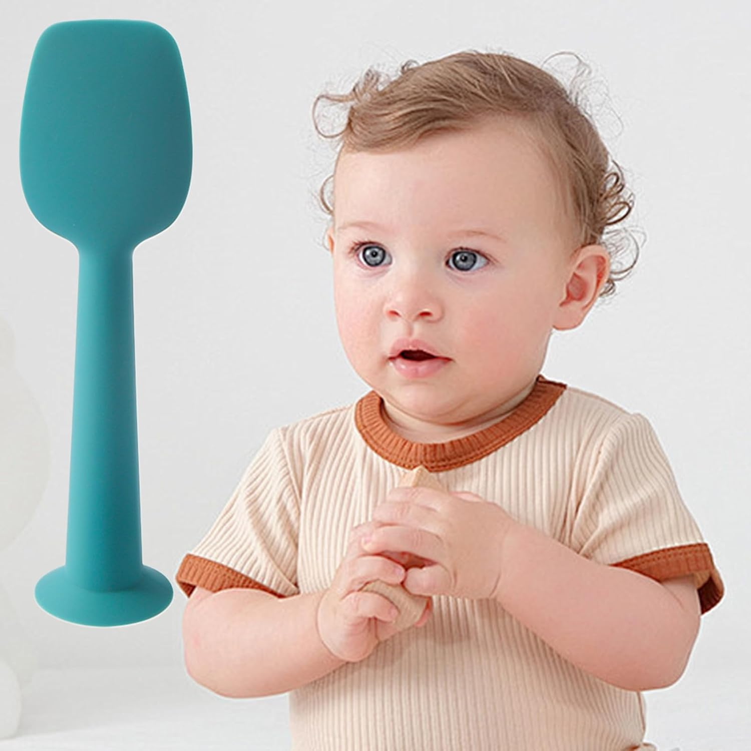 Baby Diaper Cream Spatula &ndash; Soft Silicone Rash Cream Applicator | Flexible Balm Tool for Travel, Daycare, Nursery, Bath Time, and Gentle Baby Skincare Application - Blue image number 2