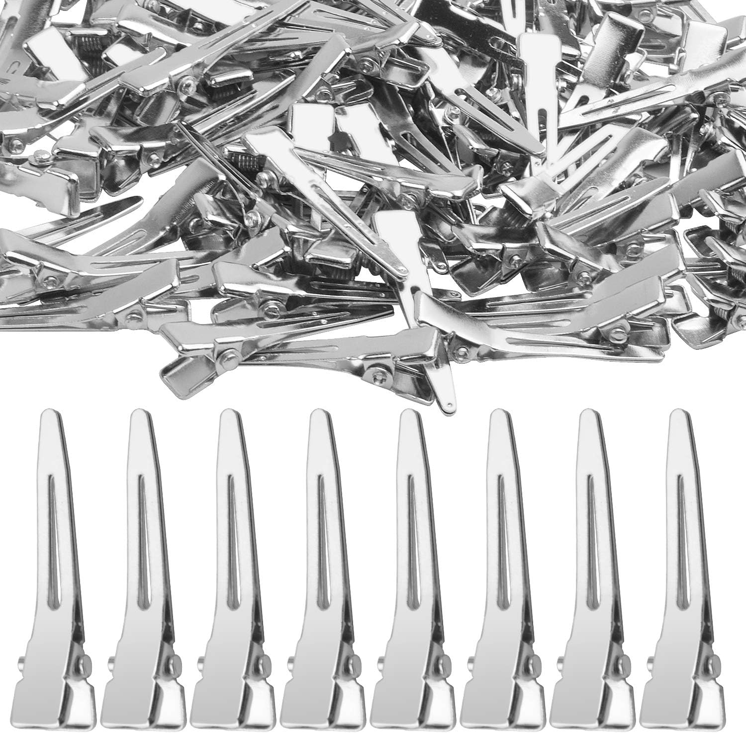 Bronagrand Hair Clips, 100Pcs 4.5Cm Single Prong Clips Gold Curl Pins Duckbill Section Clips for Hair Extensions Styling Crafting