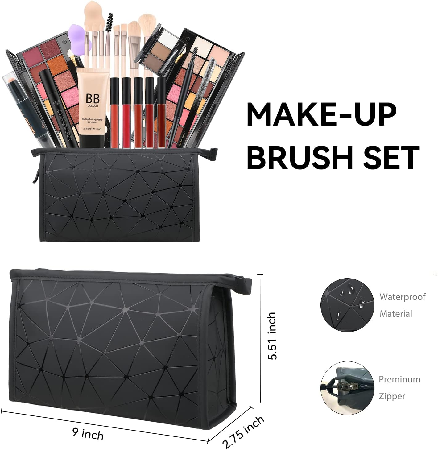 KARUIZI All in One Makeup Gift Set for Women Full Kit For2X14-Color Eyeshadow Palettes,5Xlipgloss Sets,Mascara,Eyeliner,Eyebrowpowder,Eyebrow Pencil, Foundation, Highlighter Stick Etc image number 3