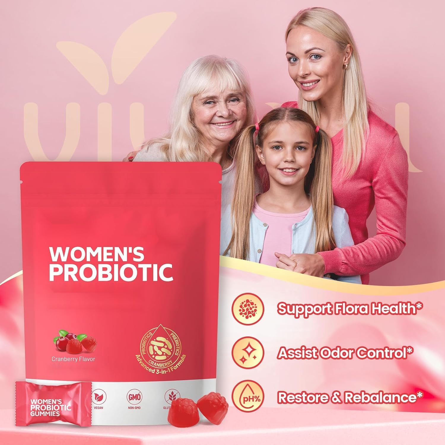 Women Probiotic, Feminine Balance Ph, for Healthy Odor, Yeast Balance and Flora + Vitamin C for Immune Support image number 4