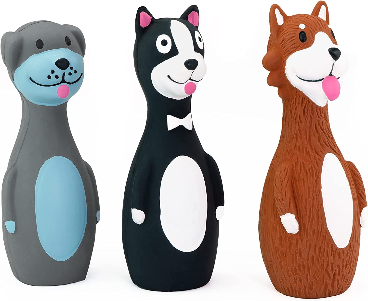 Chiwava 3 Pack 5.7 Inch Squeaky Latex Dog Toys Standing Stick Dog Dog Toy Puppy Fetch Interactive Play for Small Dogs image number 2