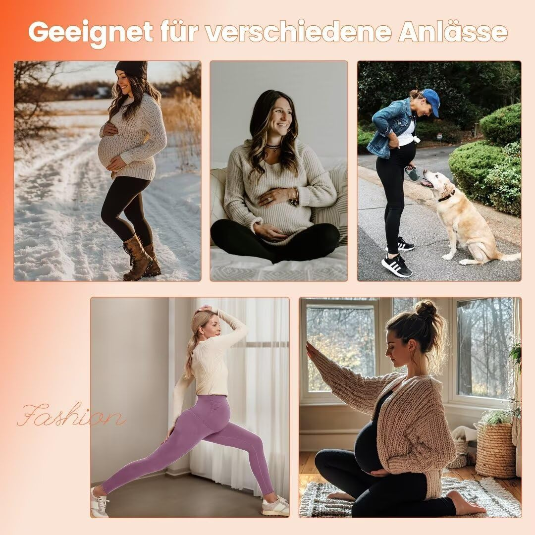 QGGQDD Thermo Umstandsleggings Damen High Waist Schwangerschaftsleggings Warme Leggings Schwangerschaft Winter F&uuml;r Zuhause Sport image number 2