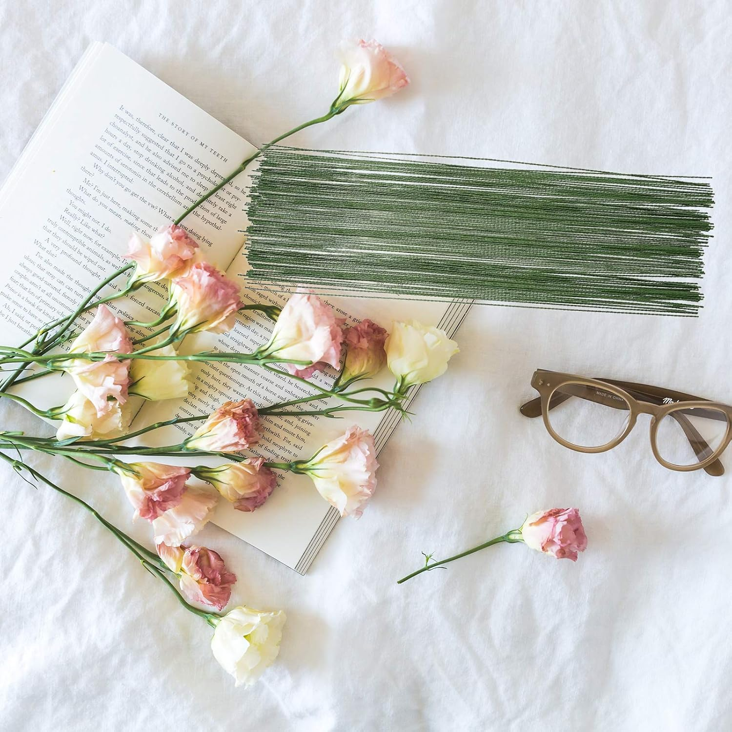 200Pcs Floral Wire Stems, 0.45Mm 26 Gauge Thin Green Stub Wire for DIY Flower Making Crafting Wrapping image number 4