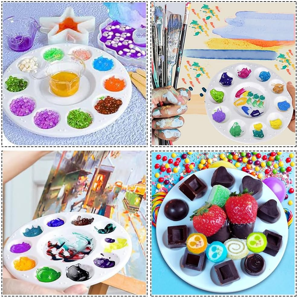 20 Pcs Paint Tray Palettes, Art Painting Palettes with 10 Wells for Oil Acrylic Watercolor DIY Craft Professional Art Painting, Paint Pallets for Watercolor Painting, Acrylic Painting, DIY Crafting