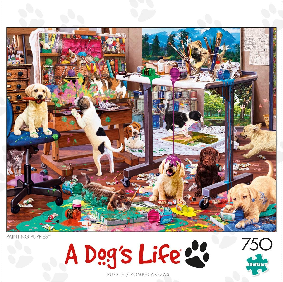 Buffalo Games - Painting Puppies - 750 Piece Jigsaw Puzzle image number 4