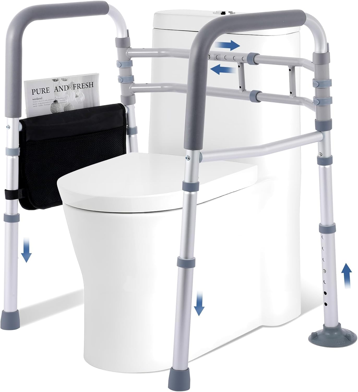 Toilet Safety Rails - Stand Alone Toilet Safety Frame & Grab Bar, Adjustable Bathroom Support Handles - Fits Most Toilet