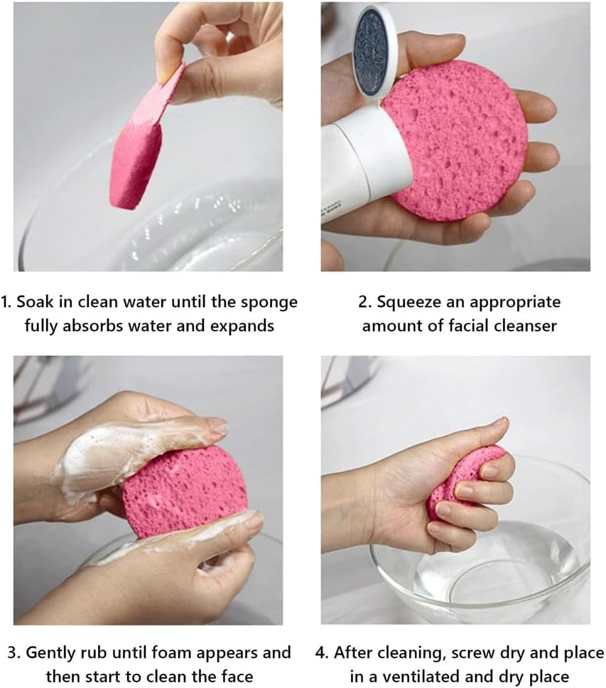 50PCS Cleansing Pads for Face Compressed Sponges Turmeric Cleanser Pads for Skin Cleansing and Exfoliating,B image number 1