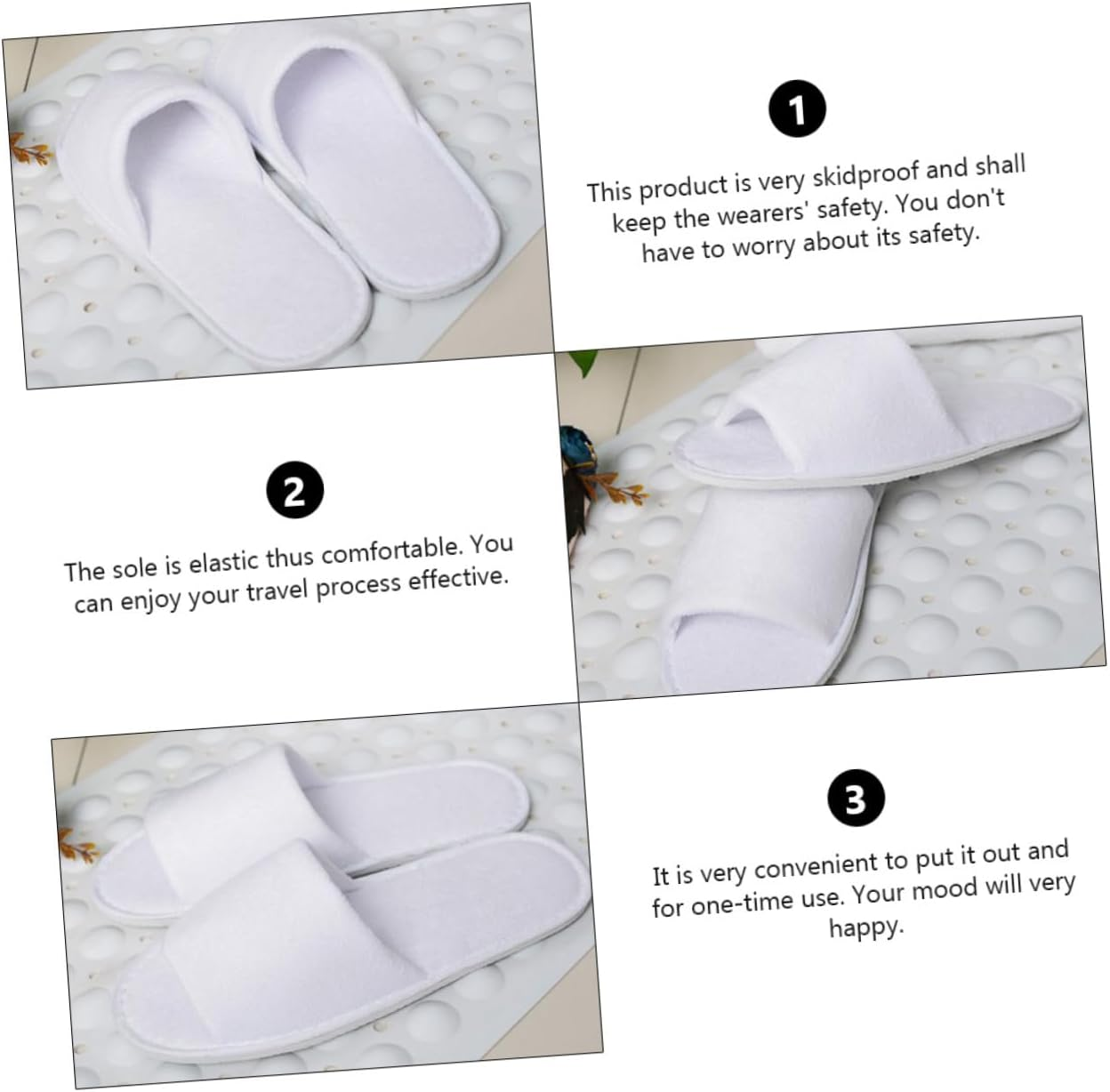 Minkissy 10Pairs Disposable One-Off Babouche Slipper Comfortable Thickened Hotel Guest Slippers for Women image number 5