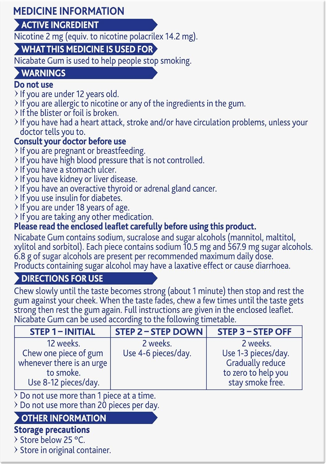 Nicabate 2Mg Extra Fresh Mint Quit Smoking Chewing Gum 100-Pieces image number 3