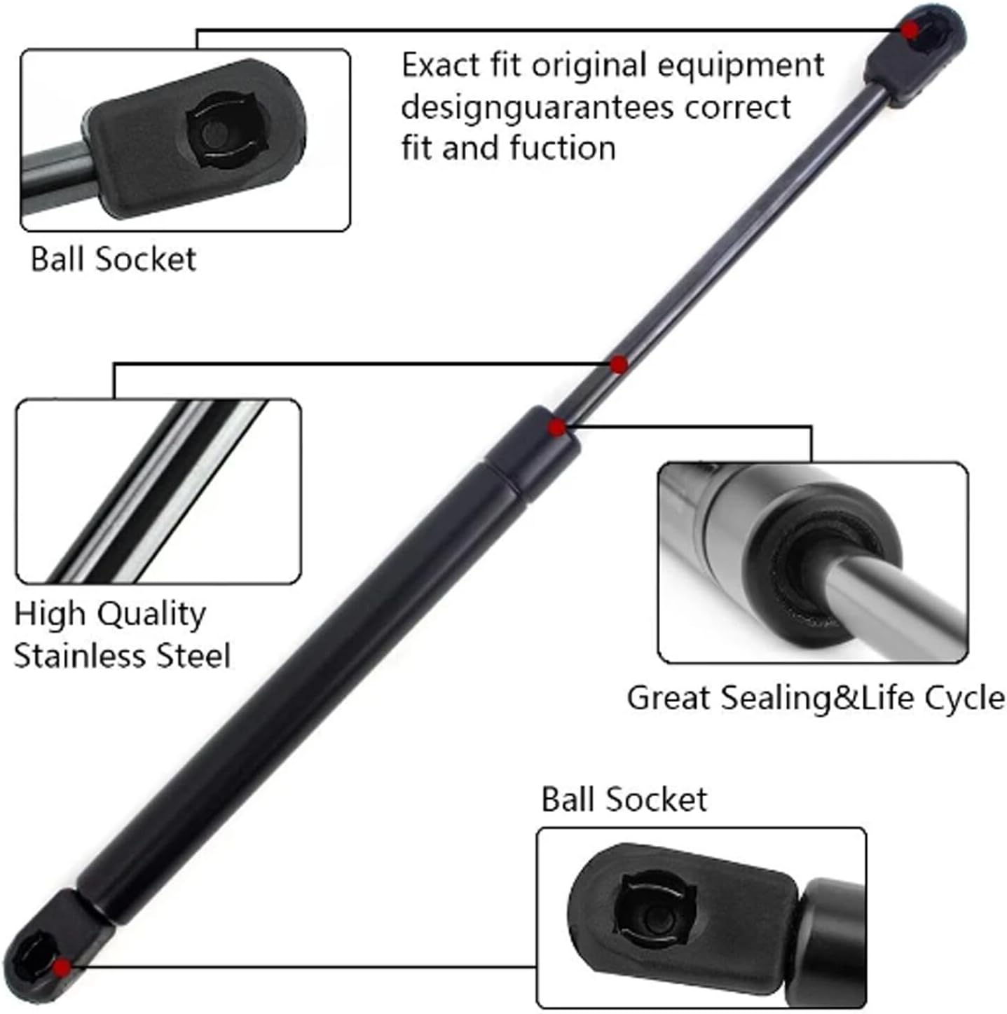 AONNOUS Pair Gas Struts 355Mm Fully Open for Flexiglass Canopy Match OE C16-28554 C16-06389 5003022409 24LBS 370Mm End to End