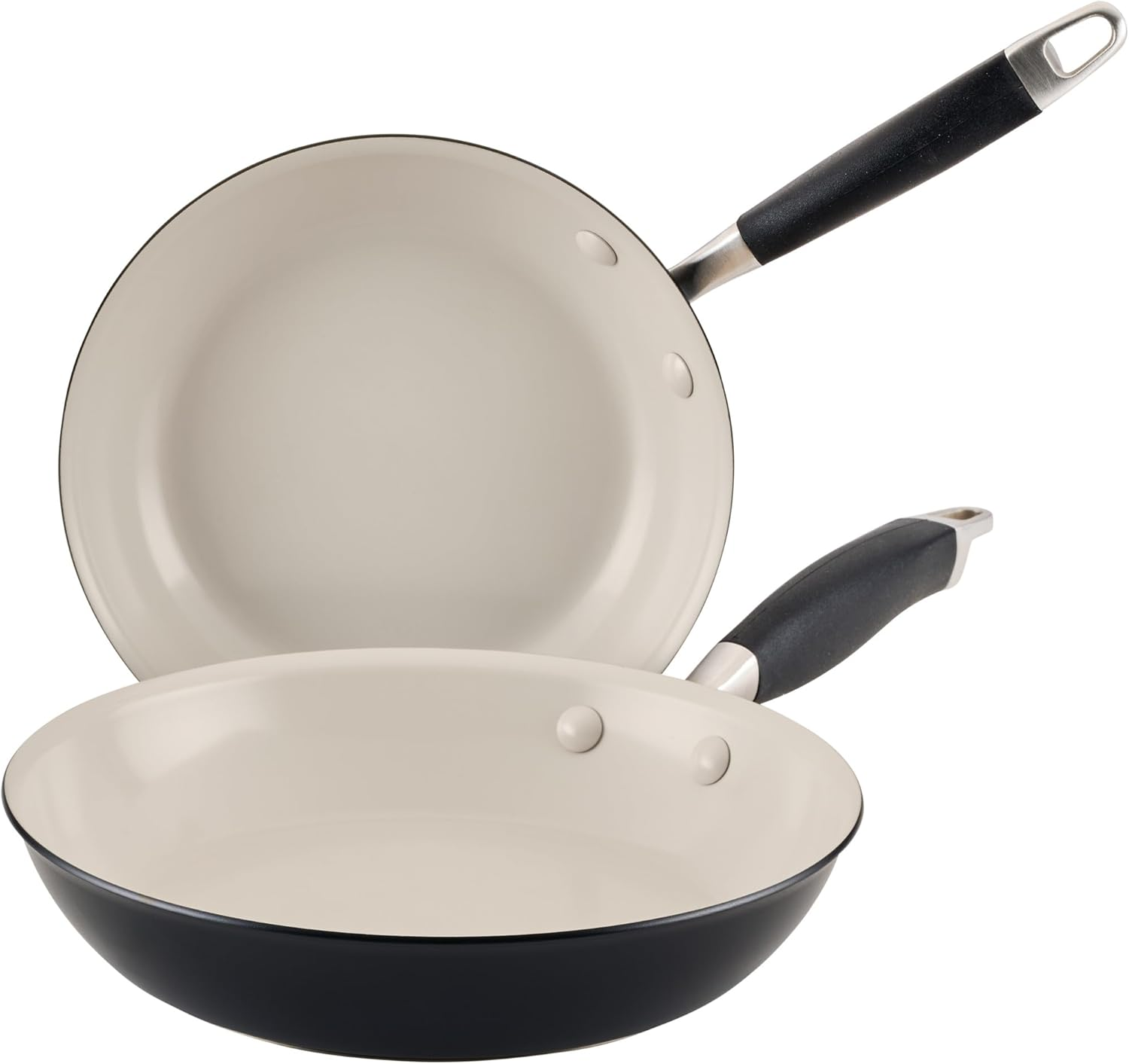 Anolon Advanced Ceramic Frypan Twin Pack 21.5Cm & 25.4Cm, Nonstick Hard Anodised Skillets, Induction Compatible, Oven & Dishwasher Safe, Ceramic Coating (Black) image number 4