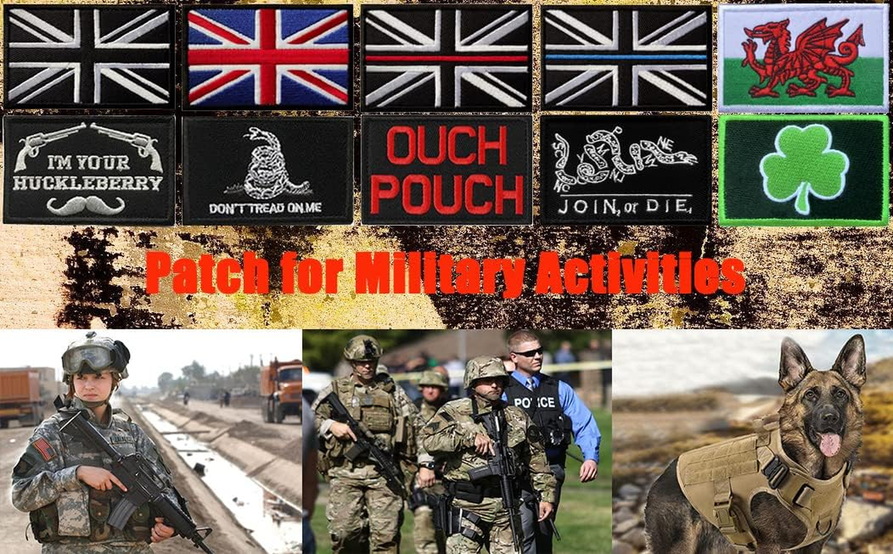 Zcketo 2 PCS United Kingdom British Union UK Wales Welsh Dragon Patch Hook and Loop Embroidered National Emblem Patch for Football Billiards Clothes Jersey Backpack Caps Travel Tactical - Blue image number 5