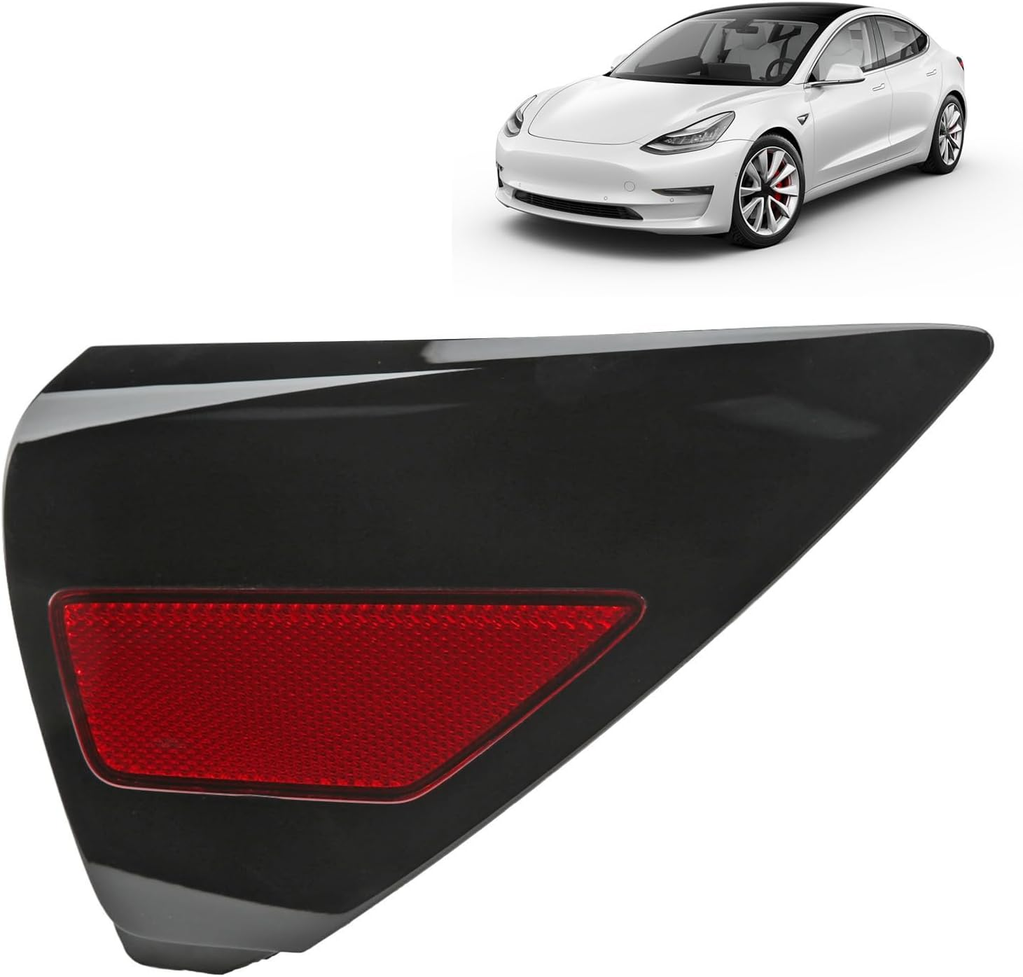 Rear Right Bumper Reflector Light, Charging Port Cover Replacement Tail Lamp Reflector Panel for Model 3/Y, Black ABS Safety Light, 1100781 99 D image number 3