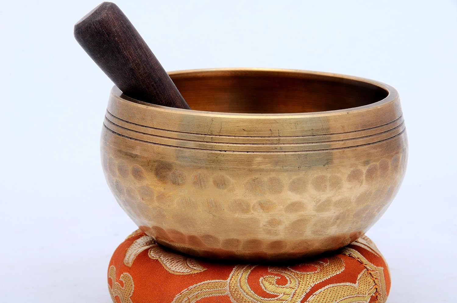 Handmade Singing Bowl-Tibetan Singing Bowl Set-Singing Bowl, Mallet and Cushion-Chakra Balance, Meditation and Peace-Handmade in Nepal image number 5