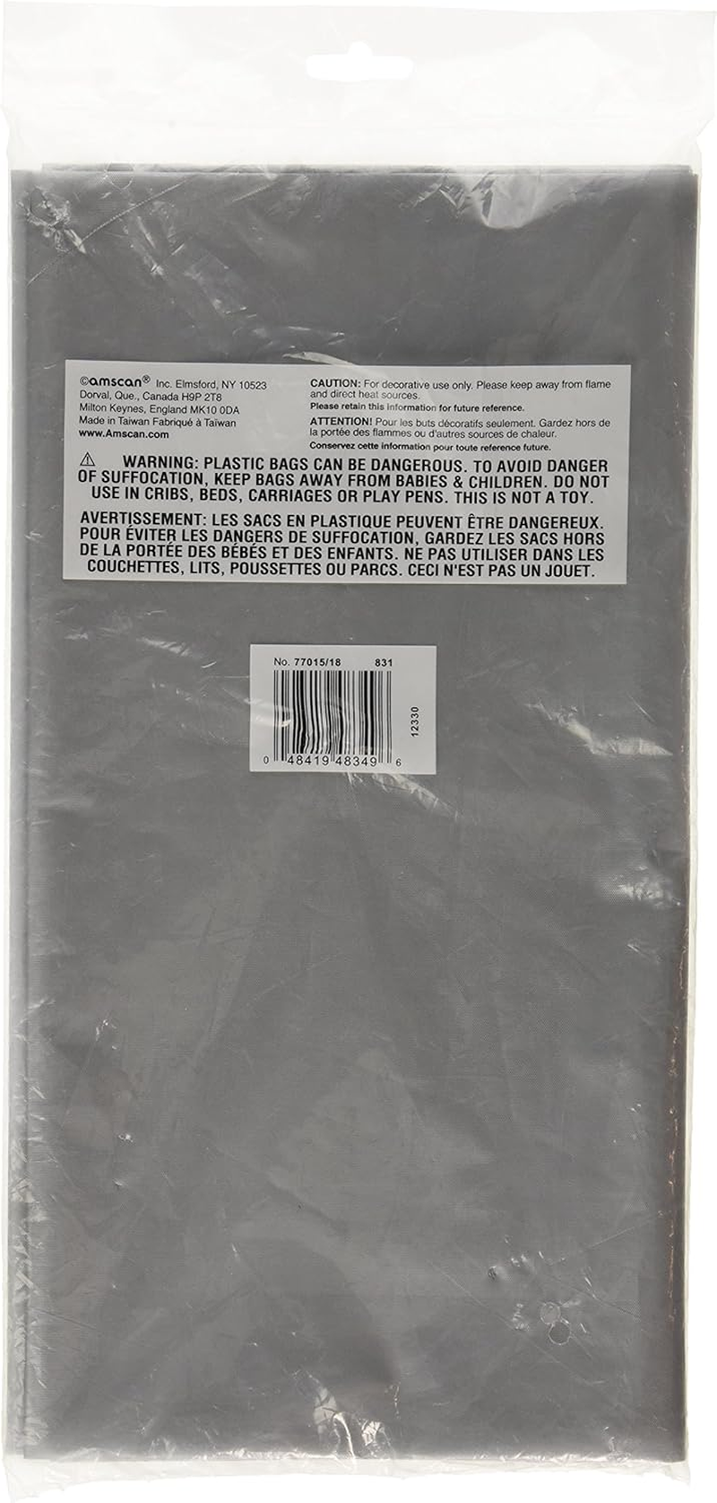 Amscan Plastic Rectangular Tablecover, Silver image number 1