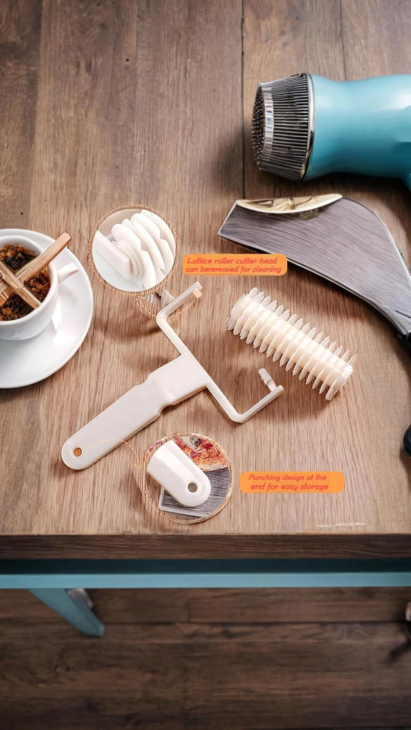 Honwor Time-Saving Dough Lattice Roller Cutter - Effortless Pie, Pizza, & Biscuit Crusts | Essential Kitchen Gadget for Bakers