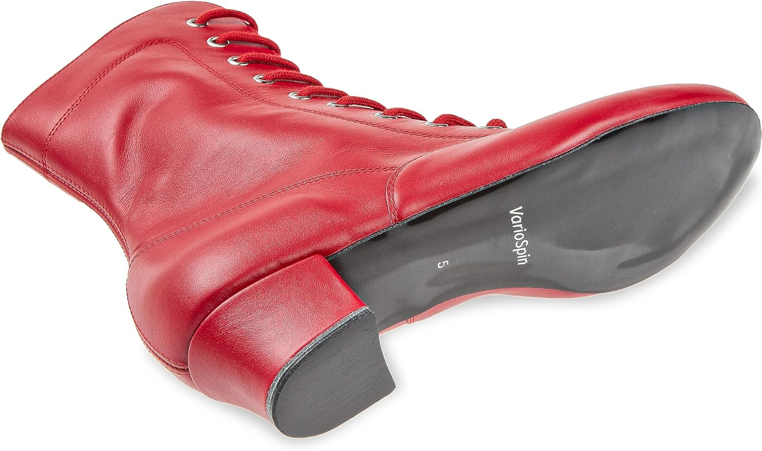 Diamant Women'S Garde Dance Boots 208-334-640-V - Smooth Leather Red - 190 Mm Shaft - 3.7 Cm Block Heel - Variospin Sole - Made in Germany