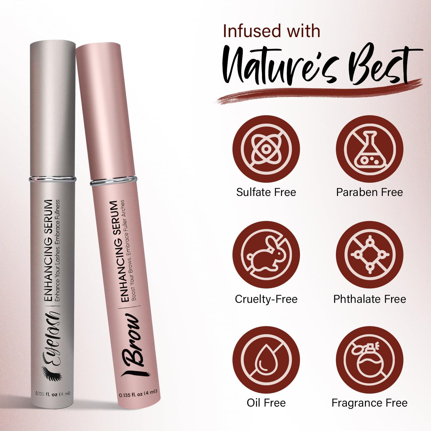 Herbishh Eyelash & Eyebrow Enhancing Serum Combo &ndash; Complete Eye Care Growth Formula for Fuller Lashes & Brows, Safe for Lash Extensions, Growth Serum, Fragrance-Free, 0.135 Fl. Oz Each image number 2