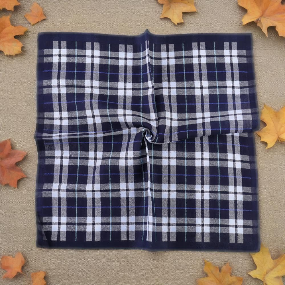 Father'S Day 6 Pack Men'S Premium Cotton Handkerchiefs - Random Color Pocket Squares (43X43Cm), Soft Business Style Plaid & Striped Hankies for Wedding, Office & Formal Accessories, Ideal Men'S Gift
