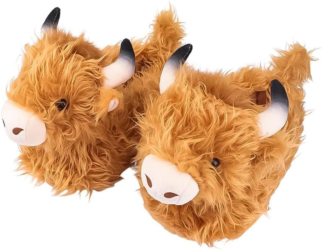 Zidoley Highland Cow Slippers - Cute and Cozy Animal Gifts for Women. Fuzzy Winter Indoor Slipper, Unisex UK Size 3-8. Soft Plush Fleece, Funny House Slipper for Warmth and Comfort image number 4