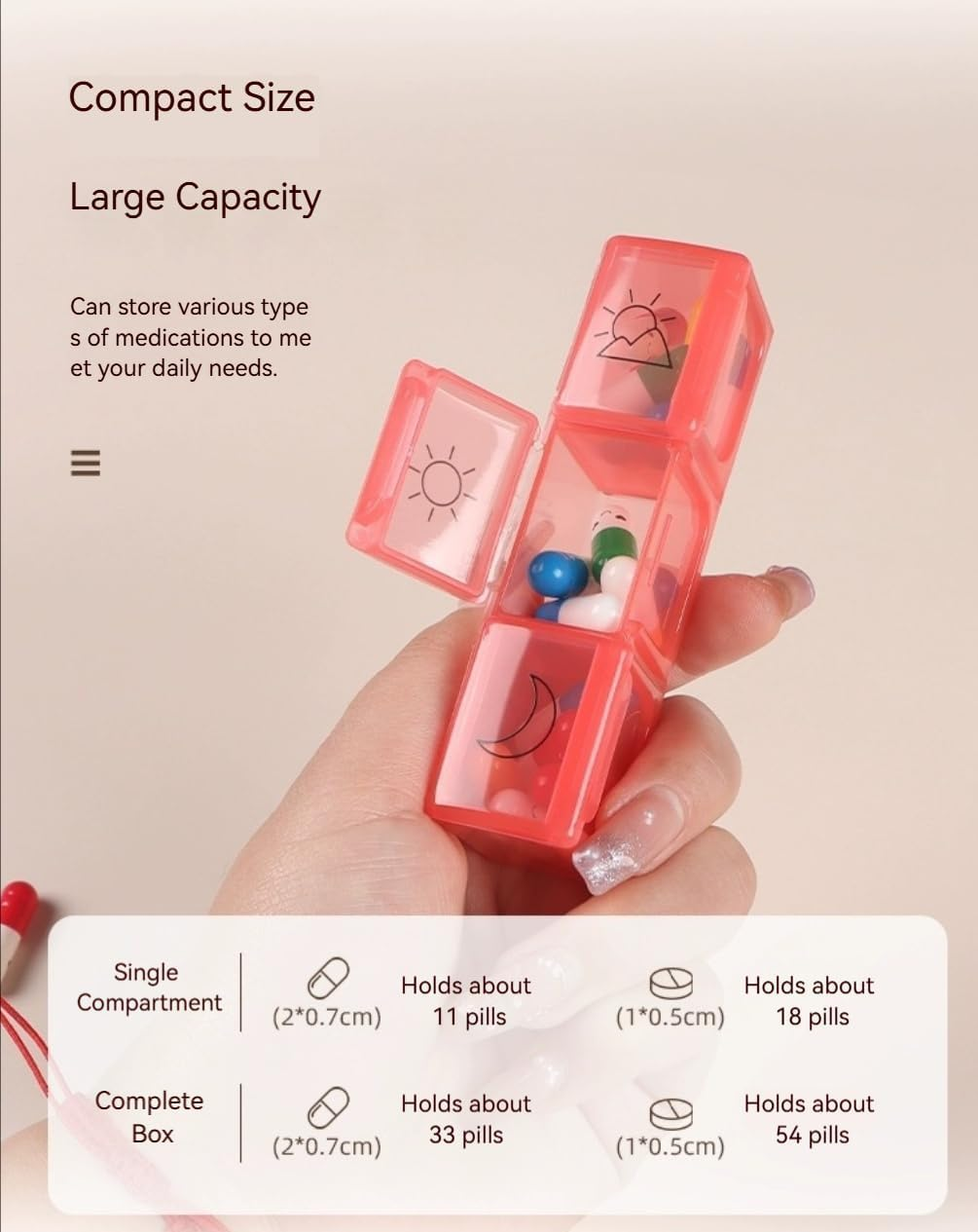 Monthly Pill Organiser & Pill Case 31-Day, 3 Times a Day Medicine Pill Organizer with Hard Shell & Pill Cutter, Weekly & Monthly Stickers