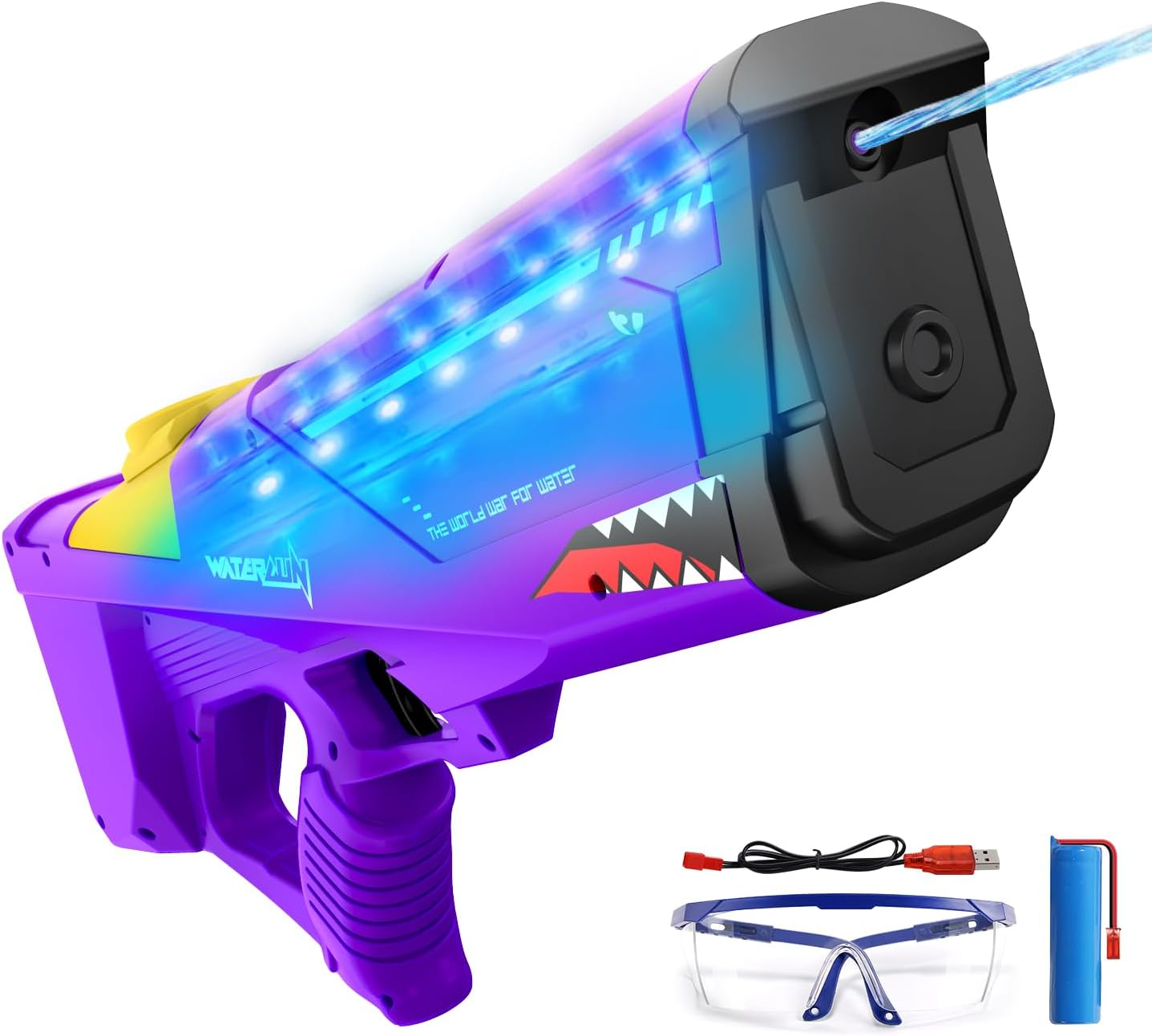 Eaglestone Shark Electric Water Gun for Kids,Automatic Water Squirt Gun with Cool LED Light,Up to 33FT Shooting Range,1500Mah Large-Capacity Battery,Summer Pool Favor,Outdoor Beach Pool Toys
