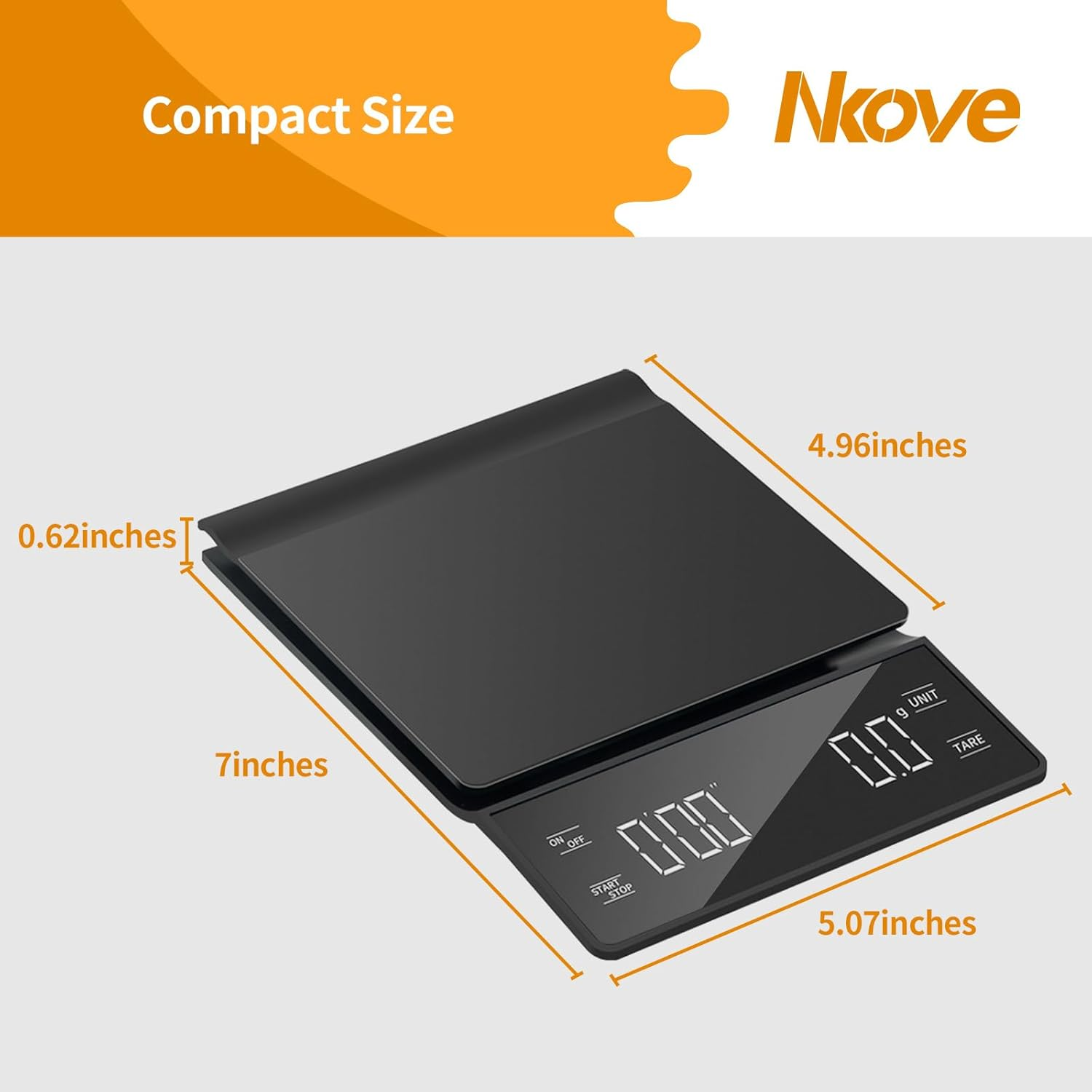 NKOVE Digital Coffee Scale with Timer 3Kg/0.1G High Precision Tare Function for Pour over Maker Brew image number 4