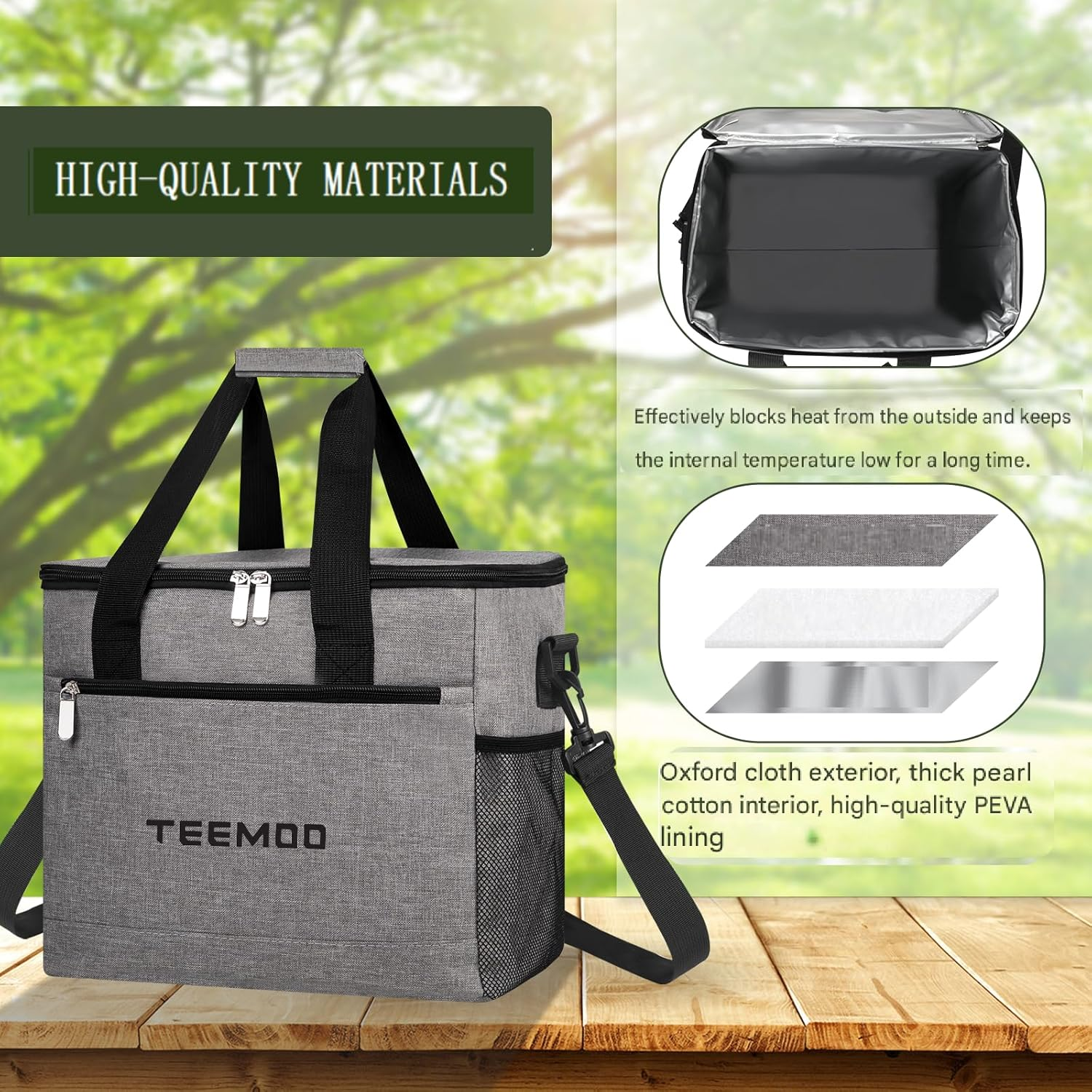 TEEMOO Large Cooler Bag 18L, Soft Cooler Bag, Leakproof, Collapsible, Portable Cooler Bag, Suitable for Beach Camping Picnics image number 5