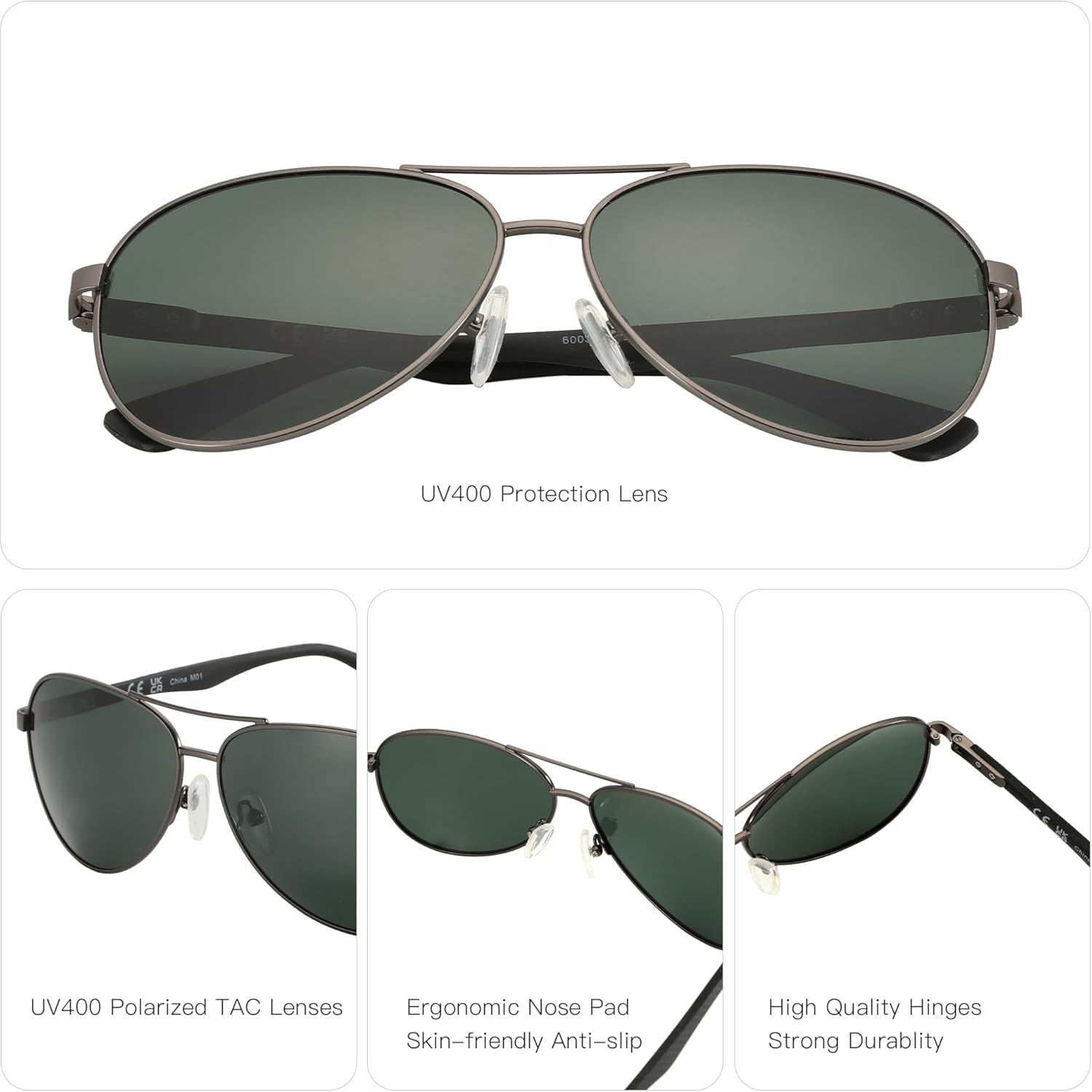 ZENOTTIC Polarized Aviator Sunglasses for Men and Women Carbon Fiber Temple Pilot Sun Glasses with Mirrored Lens UV Protection - C02 Gold / Brown image number 7