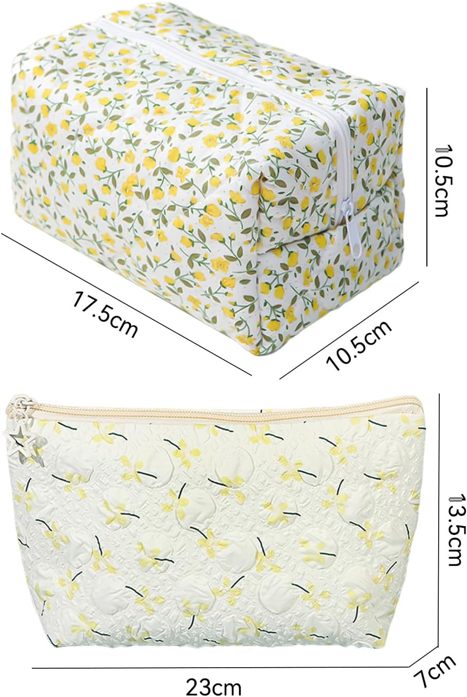 2 Pieces Flower Makeup Bag, Women'S Storage Bag, Cute Makeup Bag, Large Capacity Toiletry Bag, Travel Travel Bag image number 3