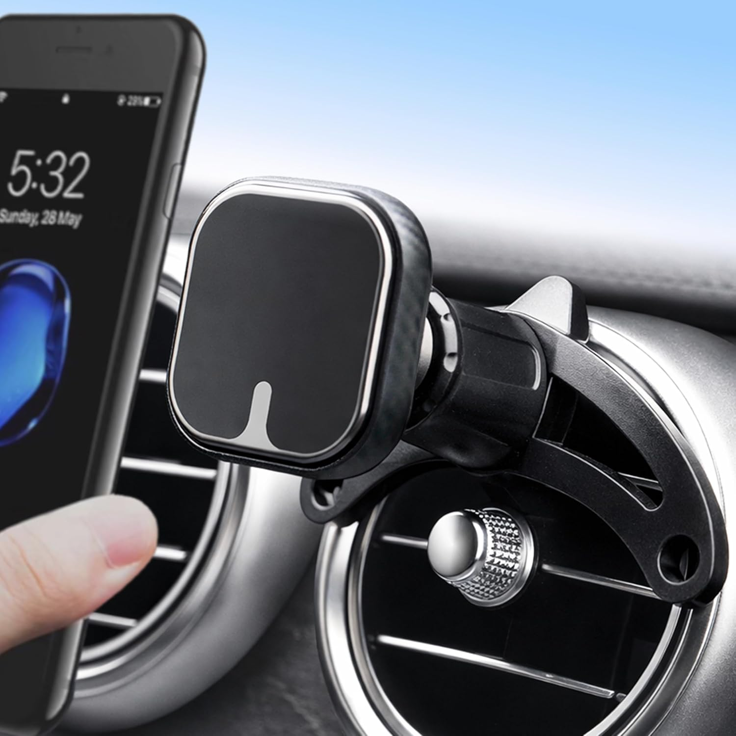 Mobile Phone Holder Car Magnet for round Ventilation | Magnetic Holder for Mobile Phone for round Fans and Air Vent | Ideal for Mercedes, Audi A3 and All Ventilation Nozzles with Slats image number 3